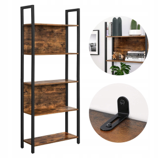 Songmics HILLS025B01 polica 62 cm x 165 cm x 24 cm odtiene hnedej